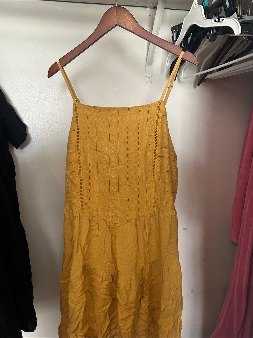wild fable Mustard Yellow Eyelet Midi Sundress